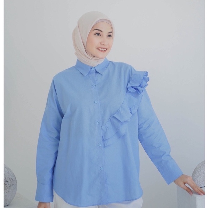 RX FASHION  - LOUISHA KATUN SHIRT XXL TWISTCONE / KEMEJA RAMI VALERIA / LOUISHA BLOUSE WANITA KEKINIAN OVERSIZE SHIRT RAMPEL - NN