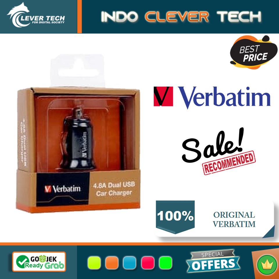 Verbatim Car Charger 4.8A Dual USB -Black 64907