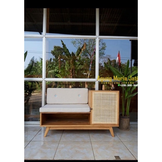 Bangku Panjang Anyaman Rotan 100Cm