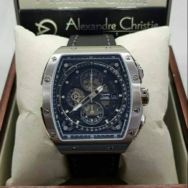 Jam Tangan Alexander Christie 6411 AC 6411 Men Tali Kulit Mesin Baterai Original