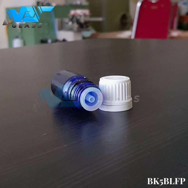 botol kaca 5ml biru tutup filler putih / botol essential oil 5ml