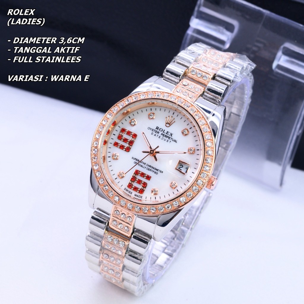 JAM TANGNA WANITA RANTAI BODY BULAT DIAMOND TANGGAL AKTIF