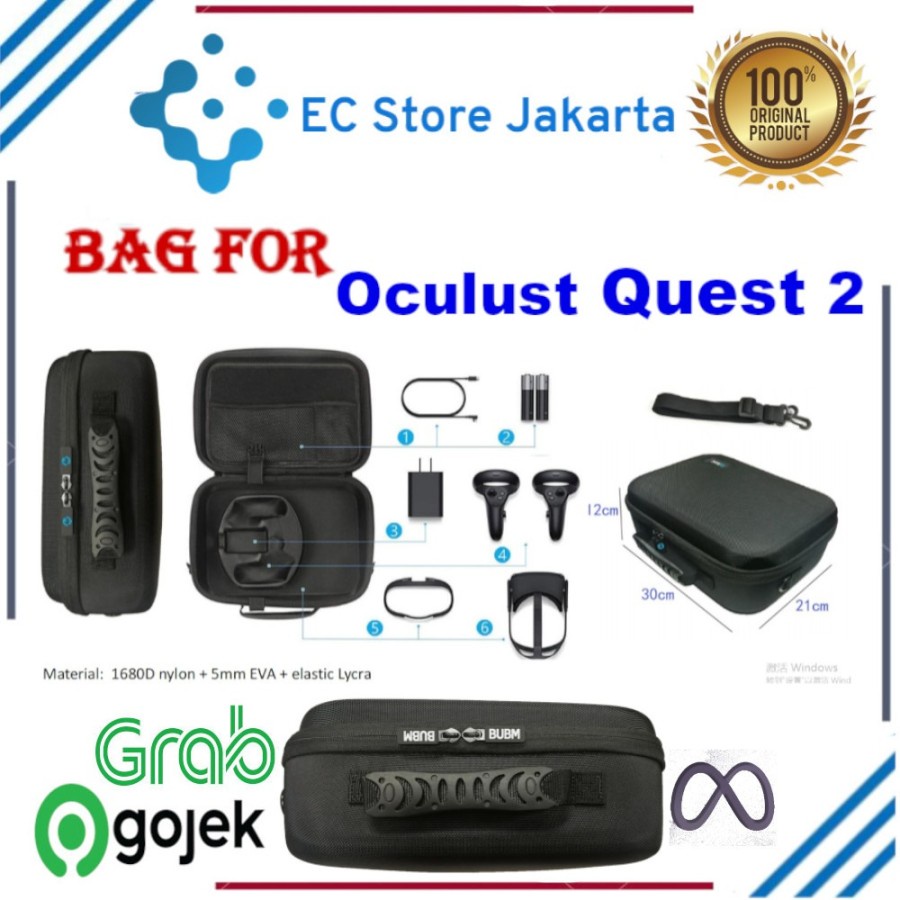 BUBM Tas Headset VR Quest 2 EVA Carrying Case Quest 2