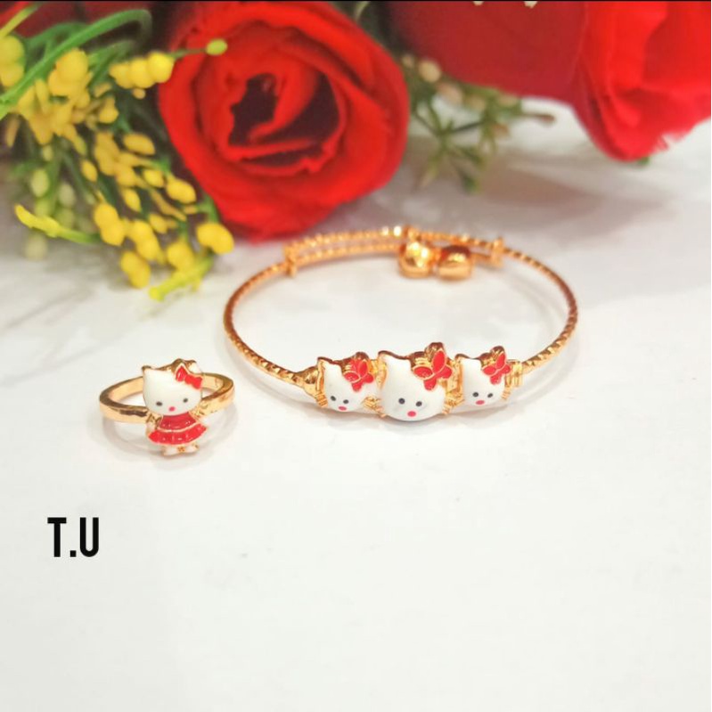 Gelang Kolong Anak Free Cincin Cat Berbagai motif Karakter Perhiasan Anak Gold dan Silver (COD)