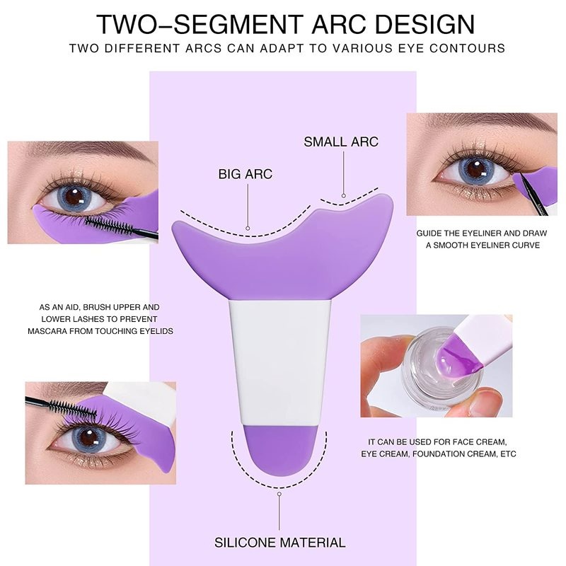 3in1 Alat Bantu Aplikator Bulu Mata / Eyeliner / Eyeshadow Multifungsi Bahan Silikon Lembut Untuk Makeup