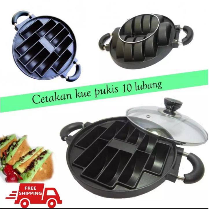 Q2 8503 WAJAN CETAKAN KUE CAKE PAN TEFLON 10 15 LUBANG DIAMETER 24CM PUKIS MARTABAK MINI TAKOYAKI