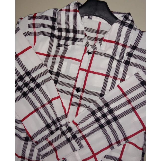 Kemeja kotak/ kemeja wanita casual / kemeja vintage/ kemeja kerja / Kemeja Blueberry /Lengan Panjang-putih