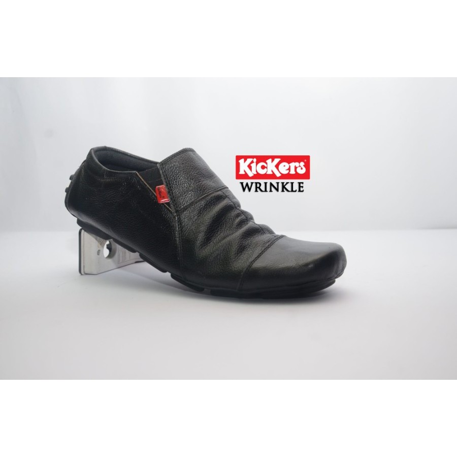 MS Shop - BISA COD - Sepatu Slip On Pria Kickers Wrinkle Hitam Kasual Selop Santai Murah Keren Laki