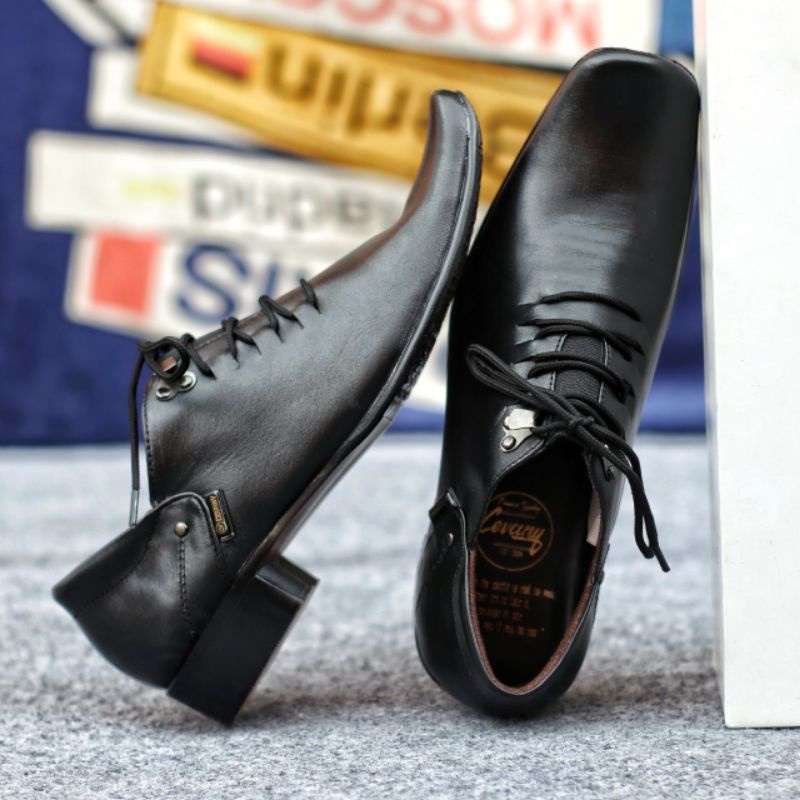 BONES Sepatu Pantofel Pria Kulit Asli Pentopel Formal Casual Kerja Kantor Pantopel Hitam Lancip