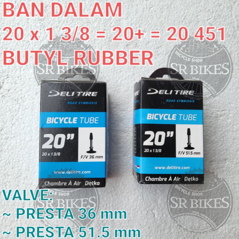 Ban Dalam 20 x 1 3/8  20+  20 451 Sepeda Lipat. FV PRESTA. DELI TIRE