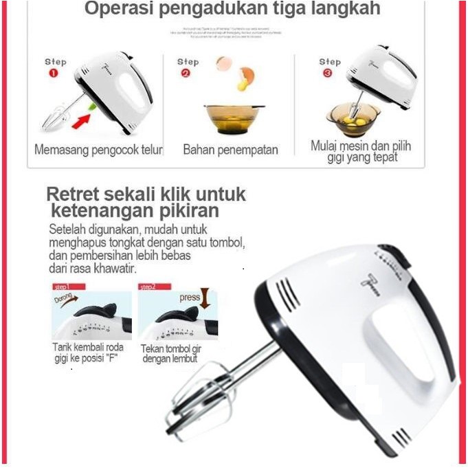 (VCM) Hand Mixer 7 Speed telur keju tepung mixer mie Mixser