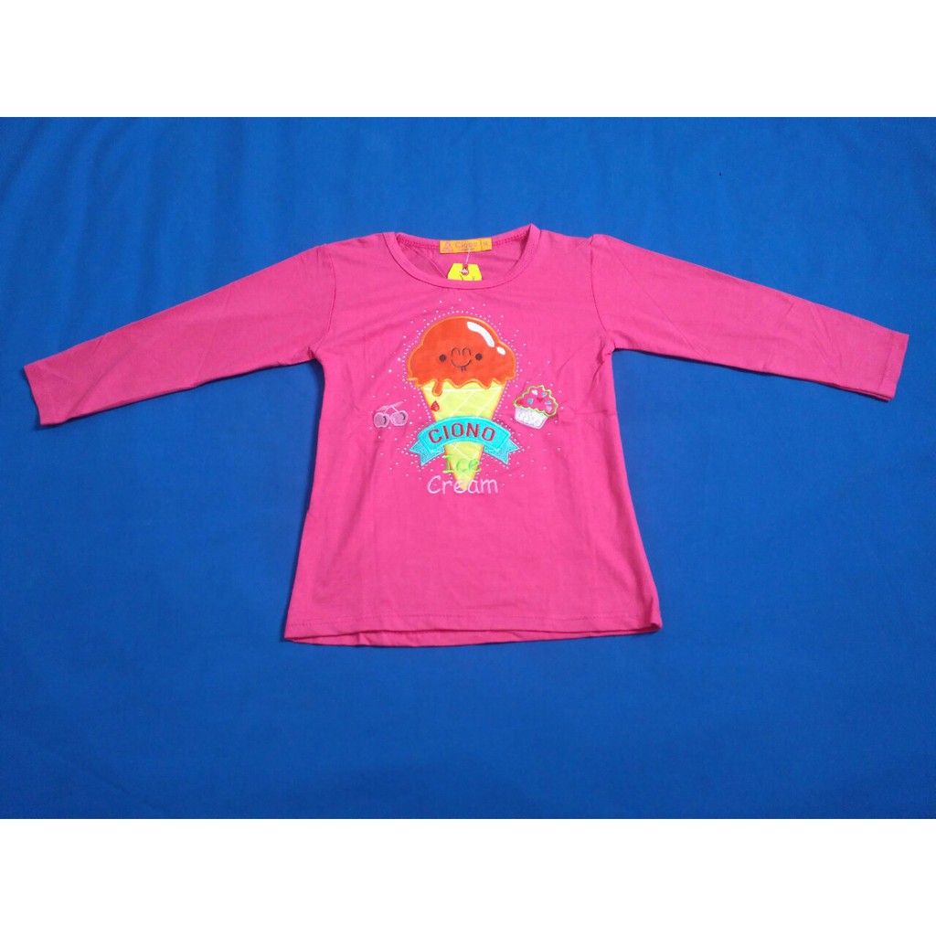 Kaos atasan lengan panjang anak perempuan ice cream