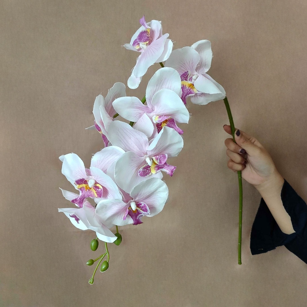 Artificial Flower Orchids 8 Head Bunga Anggrek Plastik Palsu Buatan Hias Dekorasi