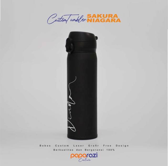 READY!!!  TERMURAH BERKUALITAS TUMBLER CUSTOM PREMIUM Sakura / Niagara Laser Grafir Nama, Logo