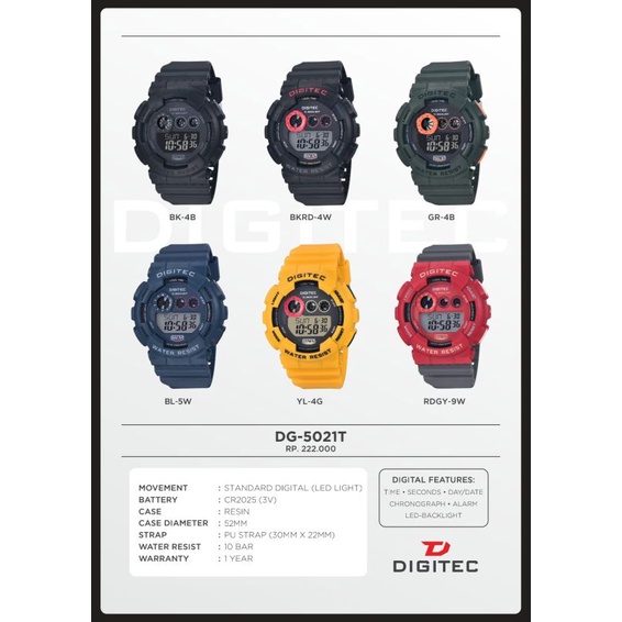 JAM TANGAN PRIA DIGITEC 5021 / DG 5021 ORIGINAL DIGITAL TAHAN AIR