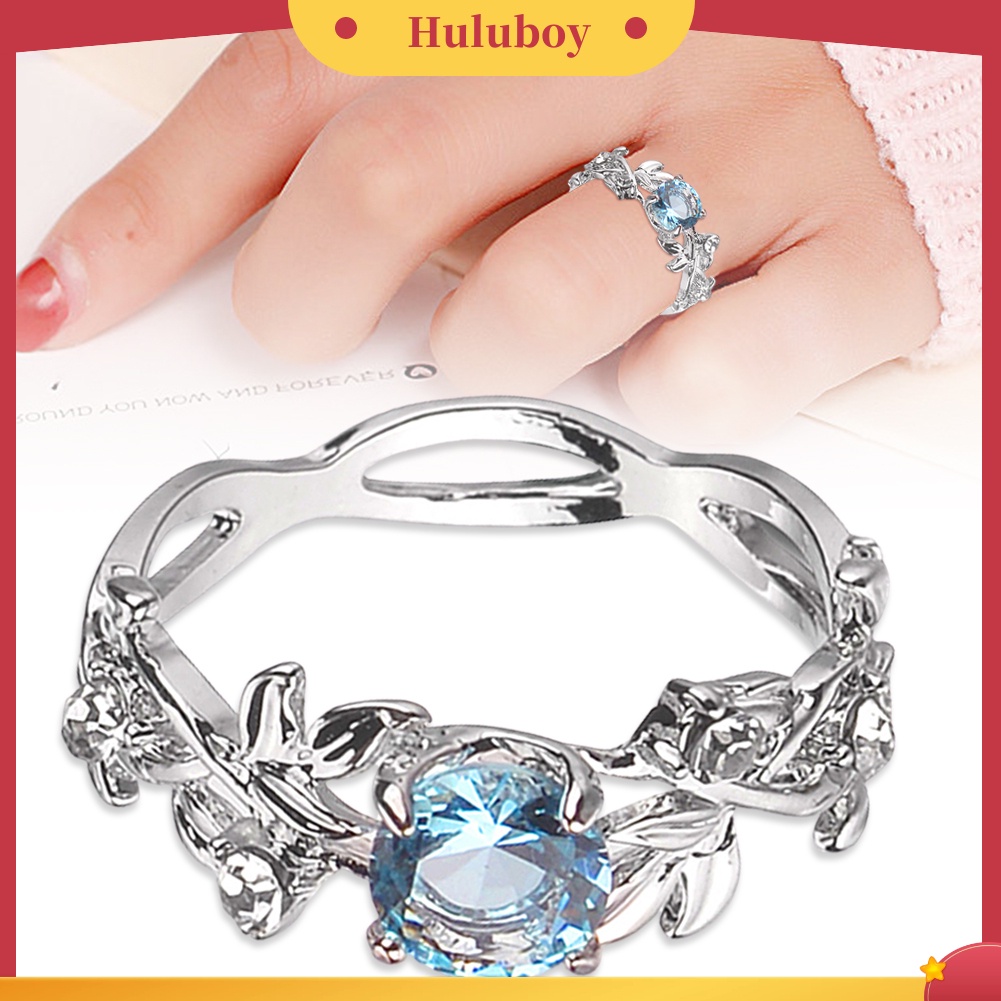 Hu Hu Hu Hu Hu Alat Bantu Pasang Kacamata♡ Cincin Desain Daun Aksen Berlian Imitasi Bahan Alloy Untuk Wanita