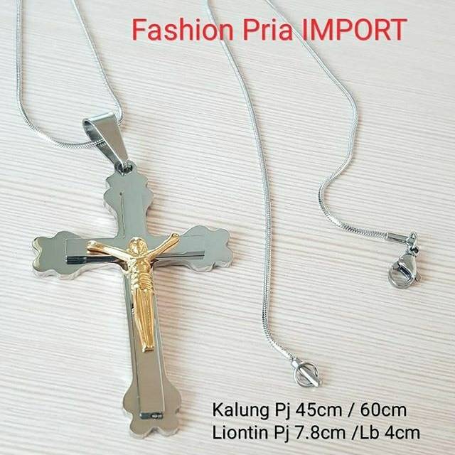 Kalung Salib rohani fashion pria import titanium antikarat KD35