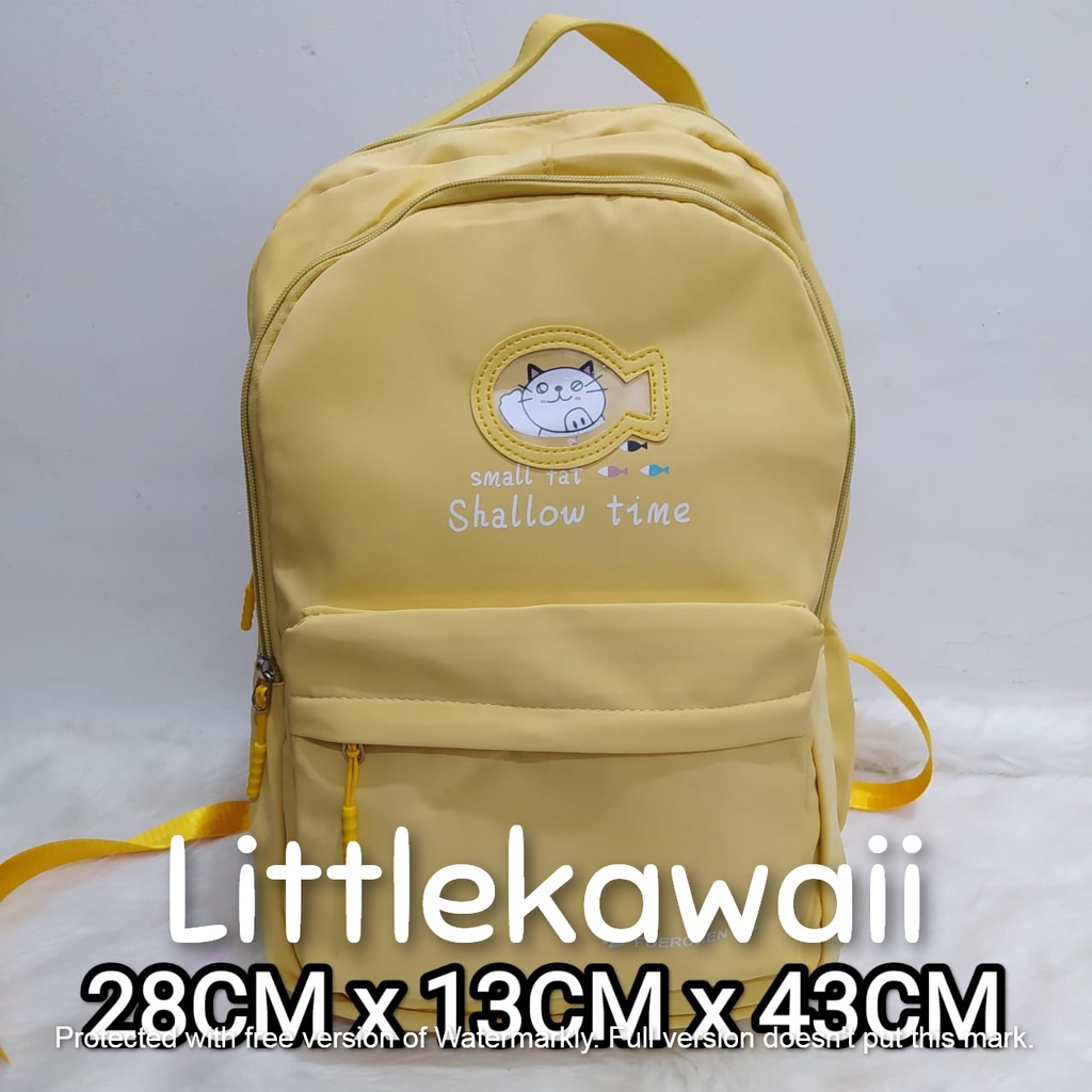 LK/Tas Ransel Laptop Backpack Parasut Sekolah Fashion Anak Remaja Cat Fish Animal Import