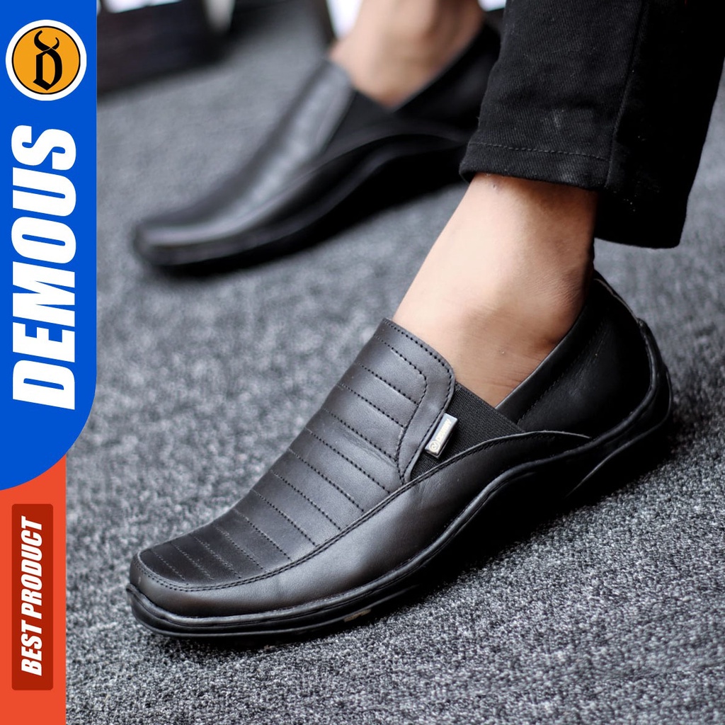 DEMOUS Badic - Sepatu Slip On Pria Casual Kulit Asli