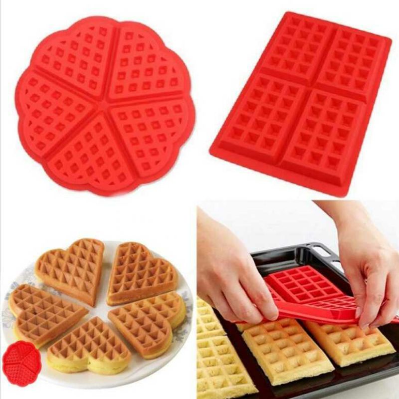 Cetakan Waffle Baking Cake Molds Silicone 4 Square
