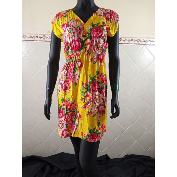 dress Mano Pendek Wanita Dewasa Simpel motif bunga Bali