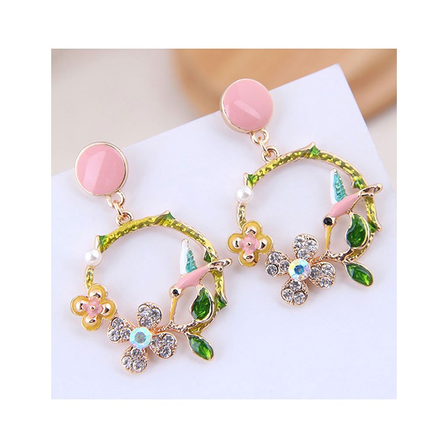 LRC Anting Tusuk Fashion Contrast Color Magenta Earrings A58314