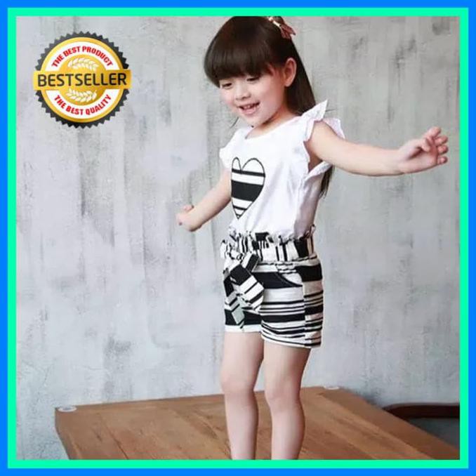 BAJU ANAK PEREMPUAN IMPORT-SET BLACK KAOS CELANA PENDEK IMPORT KOREA -