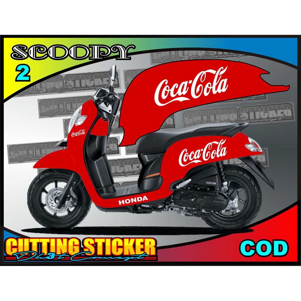 Stiker Motor Scoopy Sticker Striping Logo Coca Cola All Scoopy Sticker Simple Cutting Sticker Scoopy