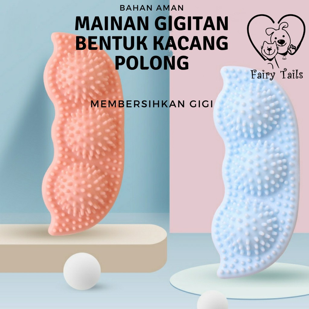 Mainan Gigit Kunyah Bahan Karet Untuk Anjing / Pet Chew Plush Toy Bentuk Kacang Polong Bahan TPR