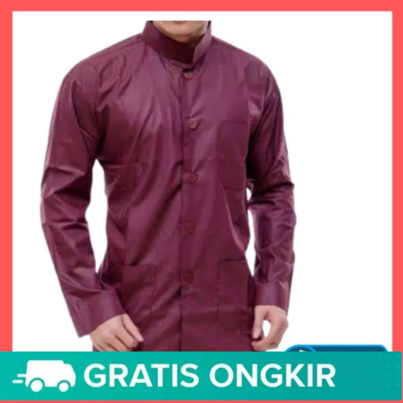 Warna Maroon Rafenshop Baju muslim koko gus azmi hadroh