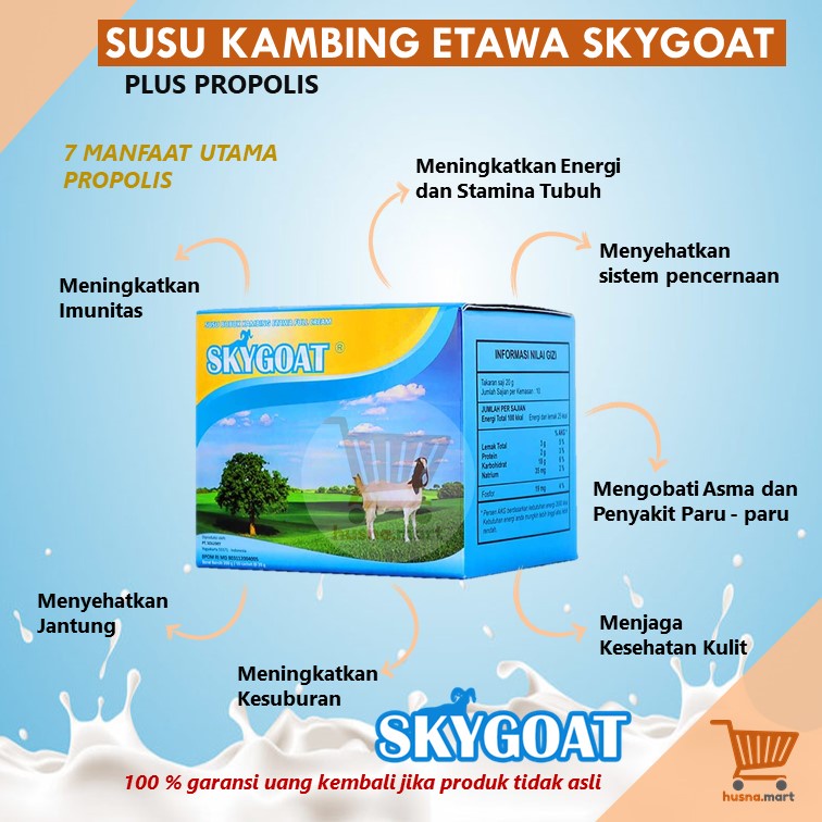 SKYGOAT MADU PROPOLIS Susu Kambing Etawa Bubuk Full Cream1 Kotak 200 gr isi 8 sachet Grosir Murah