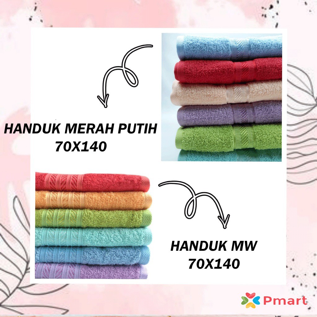 BEST SELLER HANDUK MERAH PUTIH 70x135 / Handuk MP 70x135 / HANDUK MUTIA 70x135 (Handuk 100% Katun