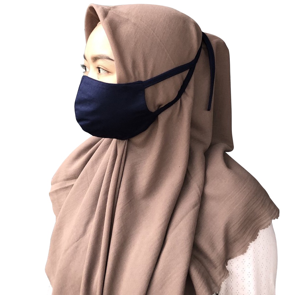 FM - Masker Hijab Kain Polos Tali Panjang