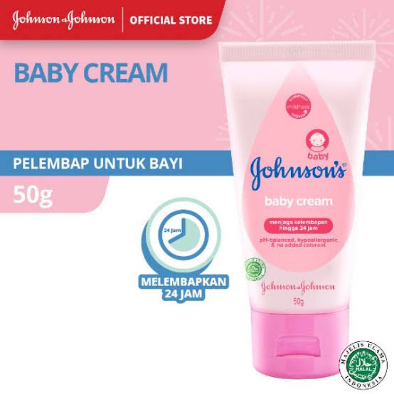 Johnson's Baby Cream Tube 100gr 50gr - Johnson Krim Pelembab Kulit Bayi