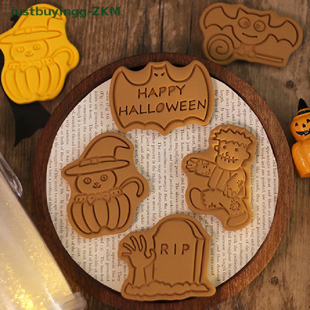 8pcs Pemotong Biskuit Cookies Bahan Plastik Bentuk Hantu Monster Halloween