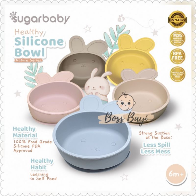 SUGARBABY Healthy Silicone Bowl Nature Series / Mangkok Bayi Anak Silikon Sugar Baby