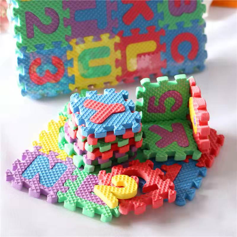 Toper Mainan 36Pcs Mini Topper Matras Puzzle Mats Abjad Huruf Angka