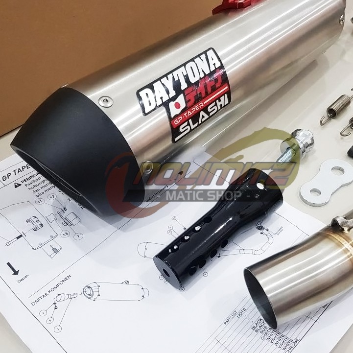 Knalpot Racing Daytona Slash GP Taper FREE DB Killer Honda PCX 150 Lokal