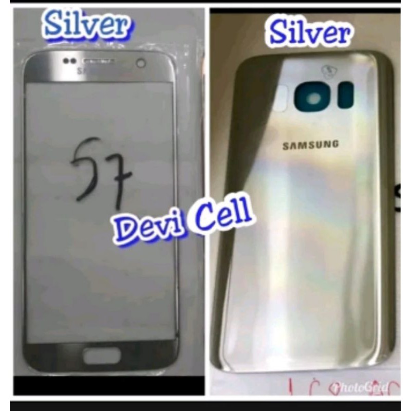 backdoor dan kaca lcd kaca depan samsung S7 flat G930 original silver