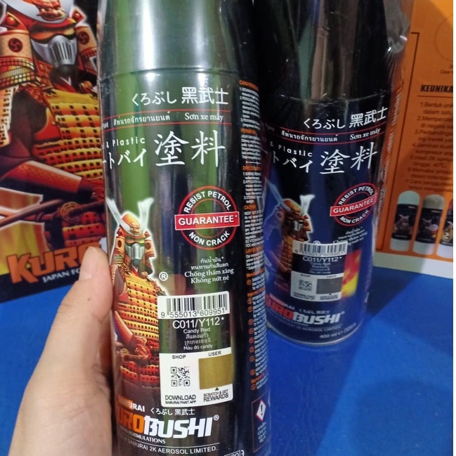 Pilox Pilok Cat Semprot New Samurai Paint Kurobushi Candytone Merah / Candy Red (Y112*) 400ml