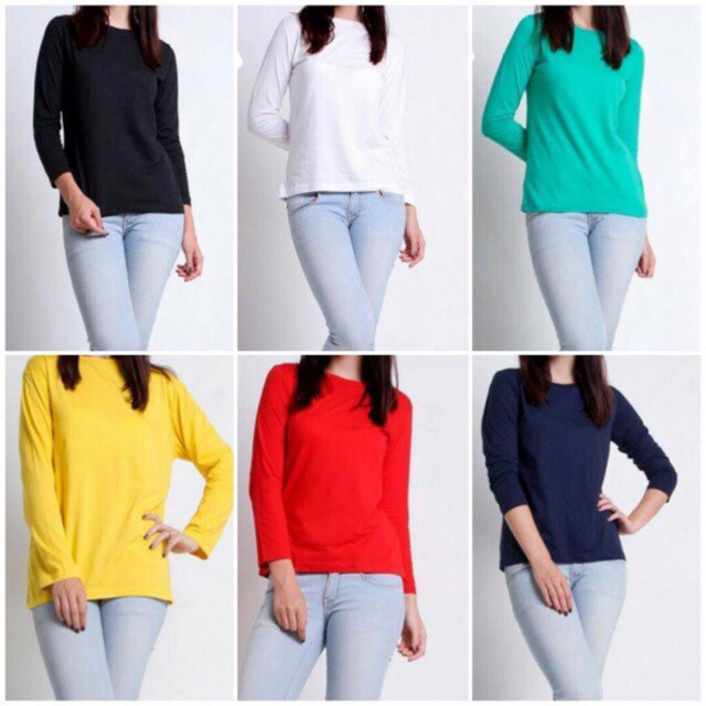 Bess - Kaos O-Neck Lengan Panjang Wanita Murah / Kaos Basic O-Neck Lengan Panjang