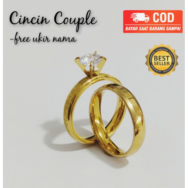 Gelang Couple Titanium Cincin Tunangan Cincin Pernikahan Untuk Pria &amp; Wanita Free Ukir Nama