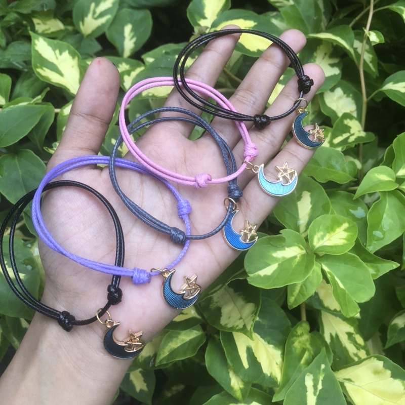 Gelang Karakter ( Bulan Bintang ) / Gelang Viral Hits Kekinian / Gelang Tali Premium Waterproof Anti air / Cocok untuk couple sahabat dan pacar