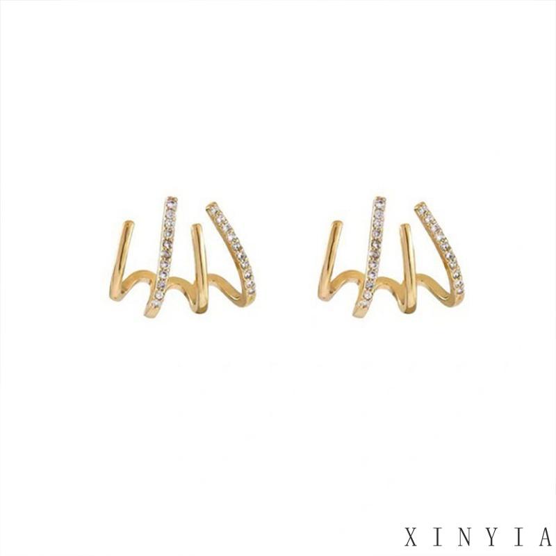 Anting Berlian Geometris Bahan Logam