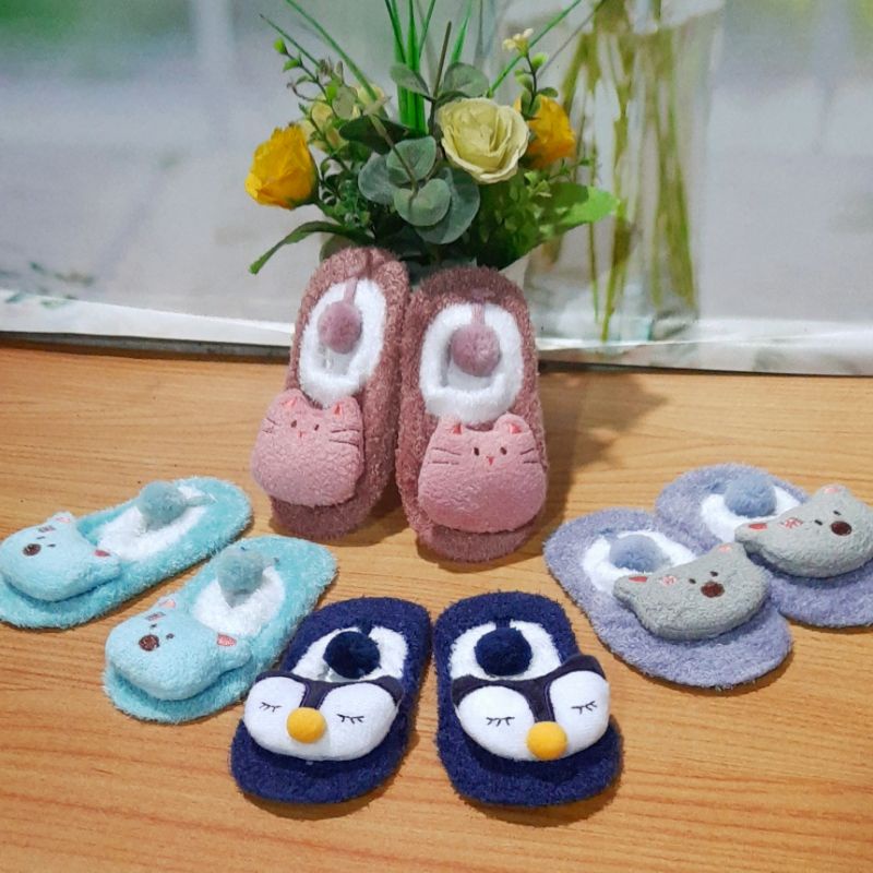 Kaos Kaus Kaki Prewalker Karakter Boneka Bulu 4D untuk Anak Bayi Newborn 0 3 6 Bulan Lucu Gemoy Cute