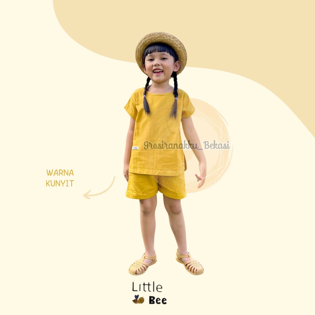 Setelan Anak Unisex Biya LittleBee Warna Kunyit Size 1-5 Thn