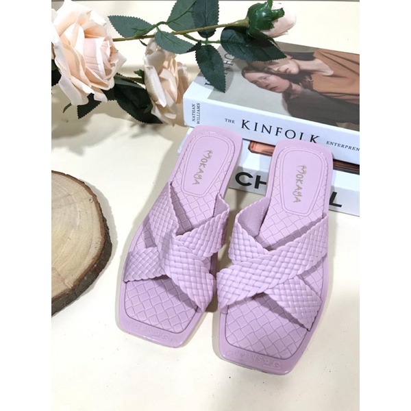 Sandal Slop Silang Anyaman Import Mokaya 213-68-Pink