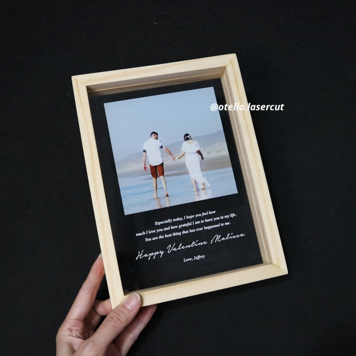 Wooden Floating Frame Photo Words Custom Hadiah Valentine Foto Pacar Valentines Gift Kado Romantis