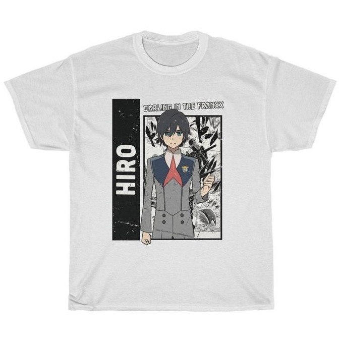 Tshirt Hiro Darling in The Franxx White Zero two Anime Manga Premium Unisex