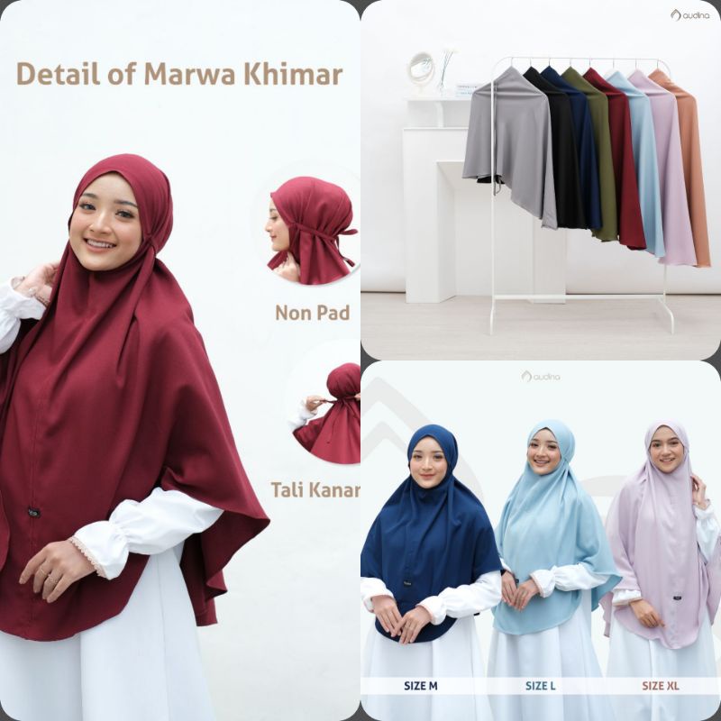 Marwa khimar/Audina Original/khimar non pet/bergo tali/khimar syar'i